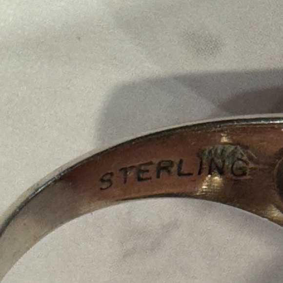 Sterling Silver and Turquoise Ring with 14k gold bezel - Picture 5 of 7